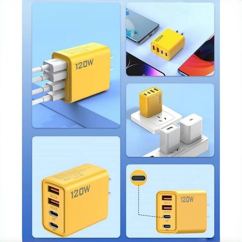 2PCS 120W Double PD Fast Charger with Type-C & QC3.0 Ports Support PD Charging Protocol 5V 2A Charging Adapter in Kuwait
