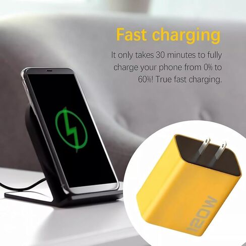 2PCS 120W Double PD Fast Charger with Type-C & QC3.0 Ports Support PD Charging Protocol 5V 2A Charging Adapter in Kuwait