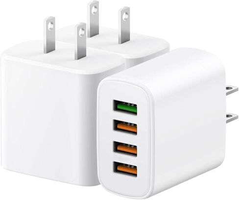 مجموعة شاحن USB بيضاء مكونة من 3 قطع، شاحن حائط USB بمنفذ 4 أمبير مع حماية متعددة، كتلة شحن USB عالمية للهواتف الذكية والمزيد من أجهزة USB in Kuwait