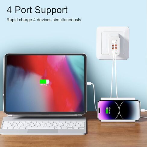 مجموعة شاحن USB بيضاء مكونة من 3 قطع، شاحن حائط USB بمنفذ 4 أمبير مع حماية متعددة، كتلة شحن USB عالمية للهواتف الذكية والمزيد من أجهزة USB in Kuwait