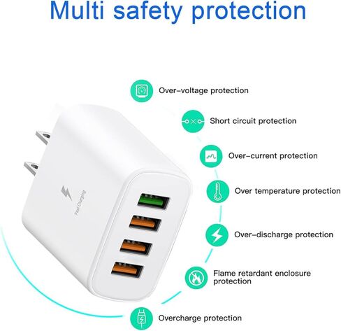 مجموعة شاحن USB بيضاء مكونة من 3 قطع، شاحن حائط USB بمنفذ 4 أمبير مع حماية متعددة، كتلة شحن USB عالمية للهواتف الذكية والمزيد من أجهزة USB in Kuwait