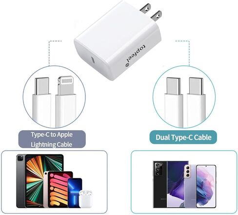 كتلة شحن USB-C من topfeel، شاحن حائط من النوع C، محول طاقة شحن سريع PD 20 وات، أبيض in Kuwait