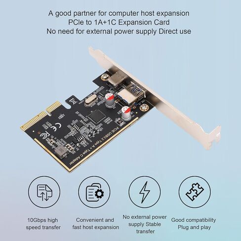 PCIe to USB 3.1 Expansion Card, High Speed 10Gbps Data Transfer Card with ASM1142 Chip, USB 3.0 and Type C .1 Interfaces Expansion, Compatible with OS X, for Desktop Computer in Kuwait