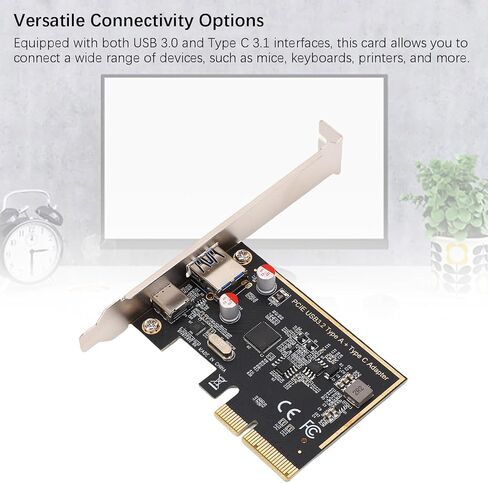 PCIe to USB 3.1 Expansion Card, High Speed 10Gbps Data Transfer Card with ASM1142 Chip, USB 3.0 and Type C .1 Interfaces Expansion, Compatible with OS X, for Desktop Computer in Kuwait