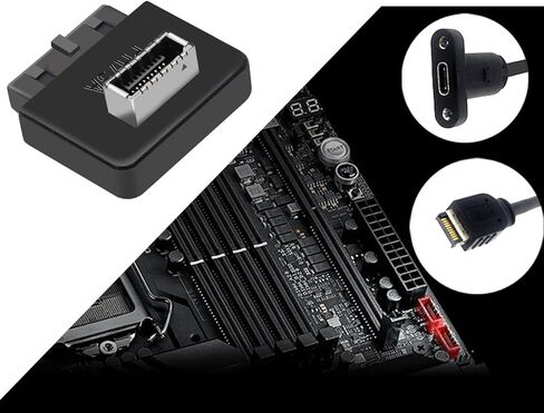 USB3.0 19/20P to TypeE Adapter Internal Vertical Front Panel Adapter Type C Insert Port Converters Plug for Computer in Kuwait