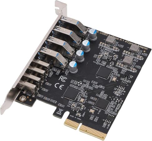 بطاقة SUNGOOYUE PCIe إلى USB 3.2 Gen 2، 8 منافذ 4 نوع C 4 نوع A عرض النطاق الترددي 10 جيجابت في الثانية، مع وظيفة التوصيل والتشغيل، لأجهزة الكمبيوتر المكتبية OS X in Kuwait