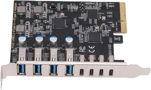 بطاقة SUNGOOYUE PCIe إلى USB 3.2 Gen 2، 8 منافذ 4 نوع C 4 نوع A عرض النطاق الترددي 10 جيجابت في الثانية، مع وظيفة التوصيل والتشغيل، لأجهزة الكمبيوتر المكتبية OS X in Kuwait