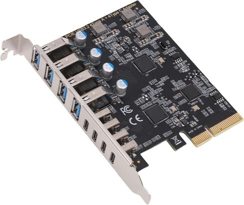 بطاقة SUNGOOYUE PCIe إلى USB 3.2 Gen 2، 8 منافذ 4 نوع C 4 نوع A عرض النطاق الترددي 10 جيجابت في الثانية، مع وظيفة التوصيل والتشغيل، لأجهزة الكمبيوتر المكتبية OS X in Kuwait
