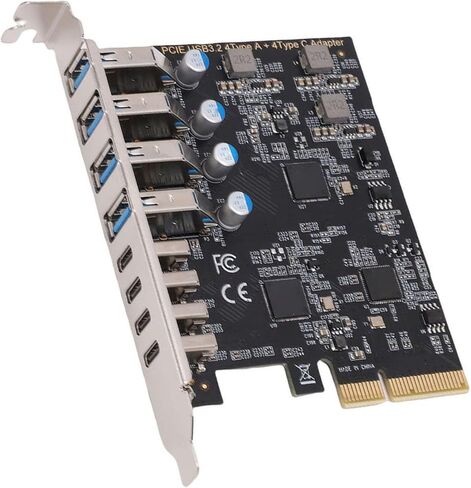 بطاقة SUNGOOYUE PCIe إلى USB 3.2 Gen 2، 8 منافذ 4 نوع C 4 نوع A عرض النطاق الترددي 10 جيجابت في الثانية، مع وظيفة التوصيل والتشغيل، لأجهزة الكمبيوتر المكتبية OS X in Kuwait