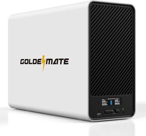 GOLDENMATE 1500VA/1000W بطارية ليثيوم UPS احتياطية وواقي من زيادة التيار، بطارية احتياطية مزود طاقة مع بطاريات LiFePO4 (296Wh)، AVR، نظام UPS Sinewave التفاعلي، 8 منافذ، شاشة LCD in Kuwait