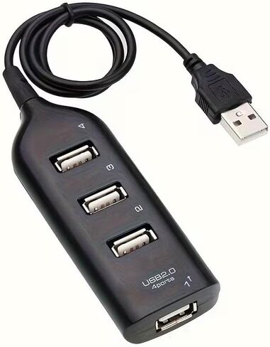 2pcs Multi Port Hub with 4 USB, USB2.0 Port Hub, Suitable for Family, Travel and Office Use, 1.3ft, Black in Kuwait