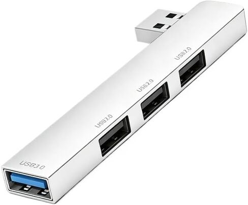 USB C Hub 4 Port USB 3.0, Side Curved Aluminum Hub with Fast Charging, Type C Adapter Compatible for PC Tablet Smartphone, Laptop Accessories (Silver) in Kuwait