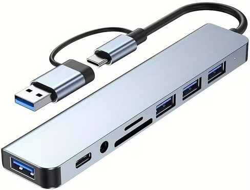 USB Hub 7 Ports, Aluminum 7 in 1 USB C, Multiple USB 3.0 Hub, USB Expander for A Port Laptop, PC, Desktop and More in Kuwait