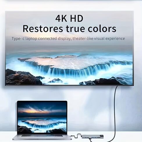 موزع USB C 8 في 1 من النوع C مع قاعدة توصيل Thunderbolt 3 بدقة 4K لجهاز MacBook Air M1 وIpad Pro، يتميز بتوافق RJ45 وHDTV (8 في 1) in Kuwait