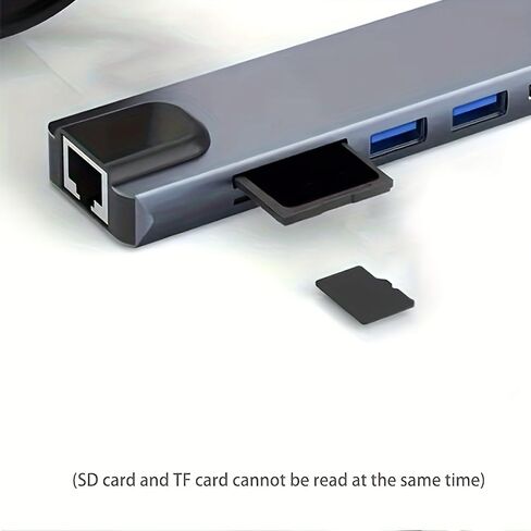 موزع USB C 8 في 1 من النوع C مع قاعدة توصيل Thunderbolt 3 بدقة 4K لجهاز MacBook Air M1 وIpad Pro، يتميز بتوافق RJ45 وHDTV (8 في 1) in Kuwait