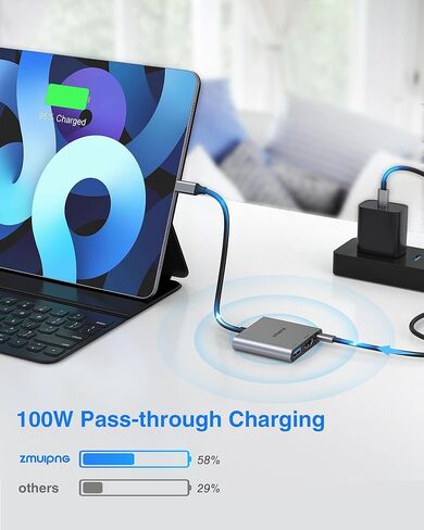 محول USB C إلى HDMI 4K USB من النوع C Hub محول متعدد المنافذ AV مع 100 وات PD، منفذ USBA 3.0 لجهاز MacBook Pro MacBook Air 2019/2018 iPad Pro 2019 in Kuwait