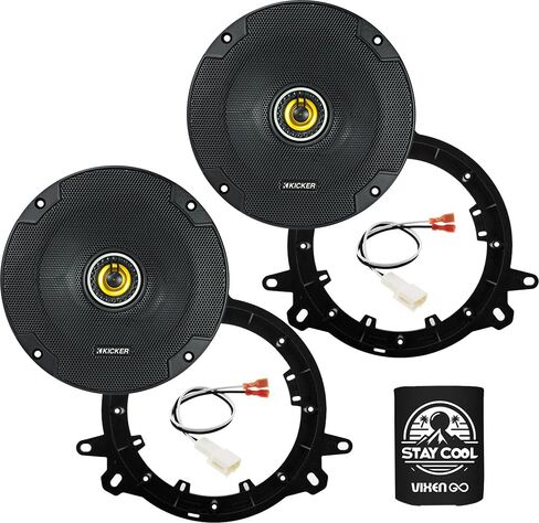 KICKER Speakers 6.5 inch for Toyota Yaris 2007-2018 Upgrade Kit - Pair of CS Series with Adapters and Harness, Coaxial 6 1/2 Car Audio Front Door Speaker CSC65, 46CSC654 in Kuwait