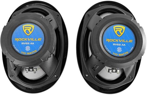 Rockville RV69.4A Bundle: Pair 6x9 in 1000W/220W RMS 4-Way Car Speakers, Pair RV5.3A 5.25 in 600W/100W RMS 3-Way Car Speakers, RXA-F1 1600W Peak 4 Channel Amplifier, RWK42 4 Gauge Amp Kit, 6-Items in Kuwait