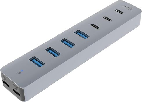 EJAY 7 Port USB Hub 3.0، موزع USB مع 4 منافذ USB-A و3 USB-C، كابل USB C قابل للفصل إلى محول USB، موسع USB لنقل البيانات عالي السرعة لأجهزة الكمبيوتر المحمول، الكمبيوتر الشخصي، سطح المكتب، محرك أقراص فلاش، HDD، XPS in Kuwait