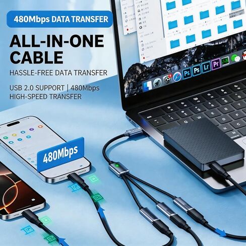 【3 في 1】 محول مقسم USB C Hub من النوع C مع نقل بيانات OTG عالي السرعة لقاعدة إرساء قارئ بطاقة محرك الفلاش المتوافقة مع iPhone 15/16/17 Pro Max MacBook Samsung Android الكمبيوتر المحمول in Kuwait