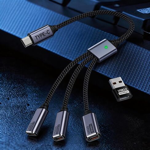 【3 في 1】 محول مقسم USB C Hub من النوع C مع نقل بيانات OTG عالي السرعة لقاعدة إرساء قارئ بطاقة محرك الفلاش المتوافقة مع iPhone 15/16/17 Pro Max MacBook Samsung Android الكمبيوتر المحمول in Kuwait