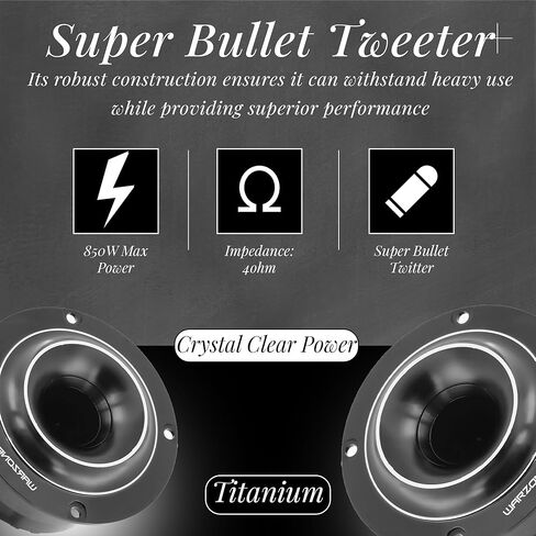 Warzone 2X WZ35TW 3.8-Inch Super Tweeter Speaker, 4 Ohm, 1700W Total Max Power, 104dB Sensitivity, Pen Diaphragm, Aluminum Voice Coil for Pro Car Audio (Pair) in Kuwait