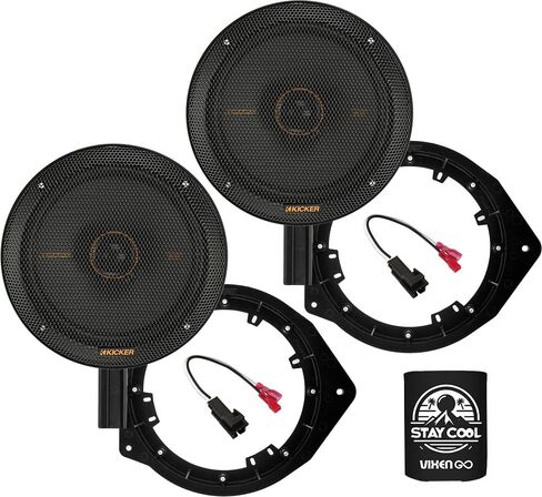 KICKER Speakers 6.5 inch for Chevrolet Silverado (All Cab) 2008-2013 Upgrade Kit - Pair of KS Series with Adapters and Harness, Coaxial 6 1/2 Car Audio Front Door Speaker for Chevy KSC6504, 51KSC6504 in Kuwait
