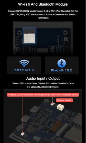 waveshare ESP32-P4-WIFI6 4.3inch LCD Development Board,480×800 Resolution 5-Point Capacitive Touch Display,Based on ESP32-P4 and ESP32-C6,Supports AI Speech Interaction in Kuwait