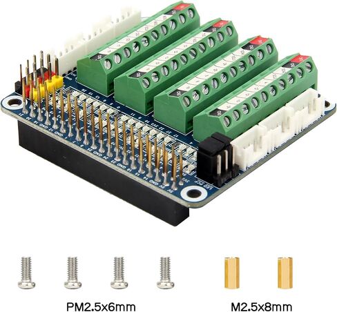 GPIO Terminal Block Breakout Board HAT with LED for Raspberry Pi 5/4B/3B+/3B/Pi Zero W/Zero 2 W in Kuwait
