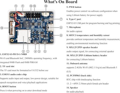 ESP32-S3 1.54inch e-Paper AIoT Development Board, Supports AI Speech Interaction, Temperature and Humidity Monitoring, DIY, etc. 200 x 200, Black/White, Wi-Fi and BLE Dual-Mode Communication in Kuwait