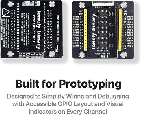 مجموعة الإصدار الذهبي Lonely Binary ESP32 IPEX مع هوائي خارجي ودرع PinPulse - نطاق WiFi/Bluetooth ممتد، مصابيح GPIO مرئية - متوافقة مع Arduino IDE، MicroPython، ESP-IDF in Kuwait