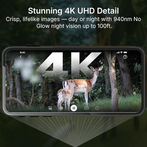 كاميرا GardePro R3 Pro Trail Camera Link 1.0 الإضافية، فيديو 4K، بطارية قابلة للشحن، بطاقة SD سعة 64 جيجابايت، تتصل بالمركز، تنبيهات مزدوجة، عرض مباشر، صور وفيديو عالي الدقة - لا يلزم الاشتراك in Kuwait