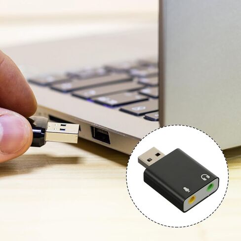SHINEOFI Aluminum USB Audio Adapter External Stereo Sound Card with Headphone and Microphone Jack Plug and Play Audio Interface for Laptop Desktop Lightweight Design for Music Games and in Kuwait