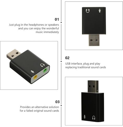 SHINEOFI Aluminum USB Audio Adapter External Stereo Sound Card with Headphone and Microphone Jack Plug and Play Audio Interface for Laptop Desktop Lightweight Design for Music Games and in Kuwait