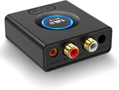 1Mii Bluetooth Receiver for Home Stereo, Wireless AUX & RCA Adapter, Dual Device Pairing, 12H Playtime, Bass Boost, Bluetooth 5.1 Audio Adapter for Home & Car in Kuwait