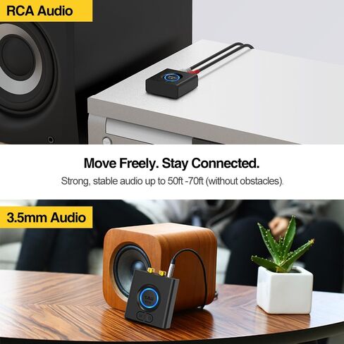 1Mii Bluetooth Receiver for Home Stereo, Wireless AUX & RCA Adapter, Dual Device Pairing, 12H Playtime, Bass Boost, Bluetooth 5.1 Audio Adapter for Home & Car in Kuwait