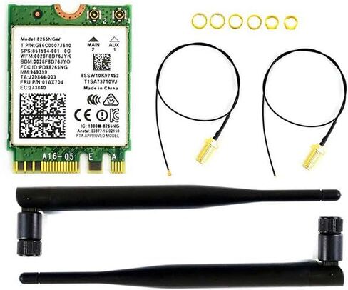 وحدة Coolwell Waveshare AC8265 اللاسلكية NIC لـ Jetson Nano(B01) على متن Intel 8265AC Chip 2.4G / 5G Hz Dual Band WiFi Bluetooth 4.2 IPEX Connector دعم Linux، Windows 10/8.1/8/7 in Kuwait