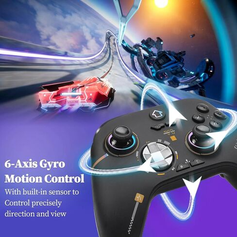 Hexamurby Wireless Controller for PC with 2.4G Adapter Receiver/RGB Light/Programmable/Turbo/Motion Sensor/Dual Vibration in Kuwait