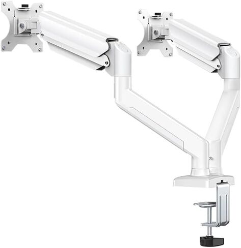 Dual Monitor Desk Mount Adjustable Height and Angle Monitor Arm Desk Stand Display Bracket for 13 to 32 Inch Computer Screens Monitors Arm,White in Kuwait