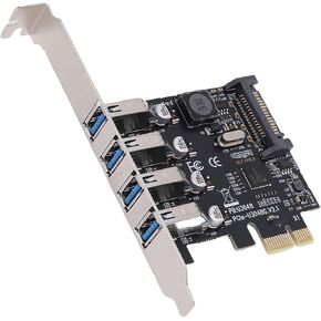 بطاقة توسيع SUNGOOYUE PCIe USB 3.0، 4 منافذ 5 جيجابت في الثانية تعمل بالطاقة الذاتية مع شريحة، لمحطة عمل الكمبيوتر المكتبي 11 10 8 7 Vista OS X NAS in Kuwait