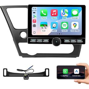 ستيريو سيارة QLED مقاس 10 بوصات لسيارة Honda Civic 2013-2017 (الإصدار الأمريكي فقط) - CarPlay اللاسلكي وAndroid Auto، Android 13.0 مع زر مفتاح مقبض الصوت الفعلي، 5G WiFi، كاميرا احتياطية 1080P، التوصيل والتشغيل in Kuwait