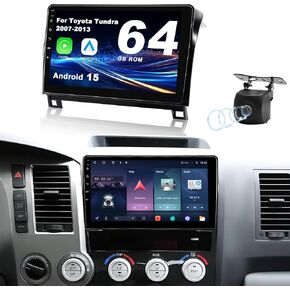 for Toyota Tundra Radio 2007-2013: 10.2'' 4Core & 64GB ROM Android 15 Car Stereo Upgrade Wireless CarPlay & Android Auto with WiFi 6, Bluetooth 5.4, GPS, FM/RDS, EQ, SWC, 1080P Backup Camera in Kuwait