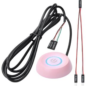 APIELE PC Power Button Desktop PC Computer External Power ON Off LED Push Computer Host Button Supply Supplies with 1.8m Cables for Computer Motherboard Pink Round Model (Pink) in Kuwait