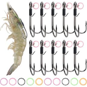 Live Shrimp Hooks Double Fishing Hooks,10pcs Live Bait Holder Hook Open Shank Sharp Barbed Double Hook for Catfish Bass Fishing Saltwater Freshwater in Kuwait