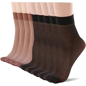 YAGAXI Women's Everyday Sheer Ankle Nylon Soft socks - 9 Pairs 20D Reinforced Toe with Comfort Top Hosiery in Kuwait