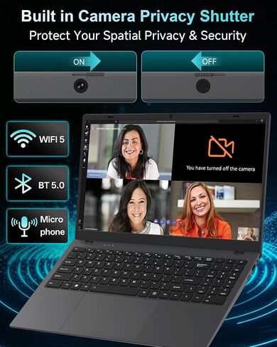 15.6 Inch Laptop for Business and Student, AMD 3020e Processor, FHD Anti-Glare Display, Privacy-Focused Webcam, 8GB RAM 256GB SSD, WiFi, Bluetooth 5.0, Type-C, Lightweight, Long Battery in Kuwait