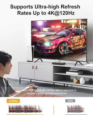 avedio links HDMI Switch 4K @ 120 هرتز، HDMI2.1 Switch 3 في 1 خارج مع جهاز تحكم عن بعد، 8K @ 60 هرتز HDMI Switch Selector Box، دعم 48 جيجابت في الثانية، HDCP 2.3، HDR 10+، 1080P @ 240 هرتز لأجهزة Xbox PS5 Roku in Saudi Arabia