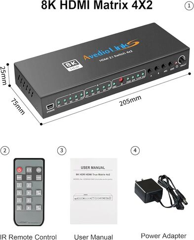 avedio links HDMI Switch 4K @ 120 هرتز، HDMI2.1 Switch 3 في 1 خارج مع جهاز تحكم عن بعد، 8K @ 60 هرتز HDMI Switch Selector Box، دعم 48 جيجابت في الثانية، HDCP 2.3، HDR 10+، 1080P @ 240 هرتز لأجهزة Xbox PS5 Roku in Saudi Arabia