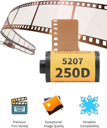 لفة فيلم 35 مم، فيلم طباعة ألوان معالجة Ecn-2 لـ 135 كاميرا، حساسية للضوء 200-250 Iso، فيلم تصوير فوتوغرافي احترافي بنطاق تعريض واسع، 8 أوراق في كل حزمة، حجم إطار 1.9 × 1.1 بوصة (4) in Kuwait