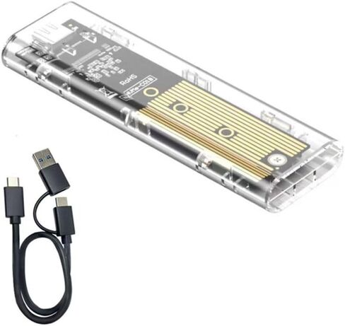 M.2 NVME PCIe SSD الضميمة USB نوع C 10Gbps حافظة القرص الصلب الخارجي شفافة M2 حافظة القرص الصلب لـ 4 تيرا بايت SSD (النمط B) in Kuwait